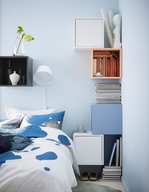 Подвесные тумбы в спальню Икеа. Подвесные прикроватные тумбы для спальни от Икеа