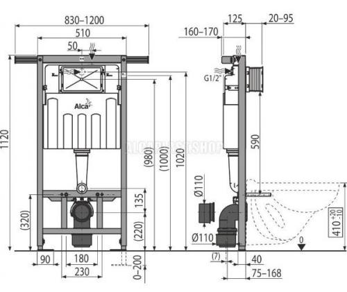 Размеры унитаза на чертеже. Стандартные модели