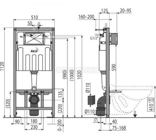 Размеры унитаза на чертеже. Стандартные модели