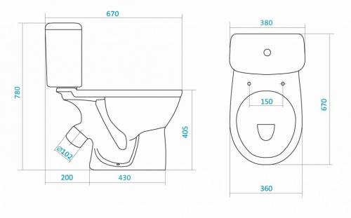 Унитаз размеры. Виды унитазов с размерами