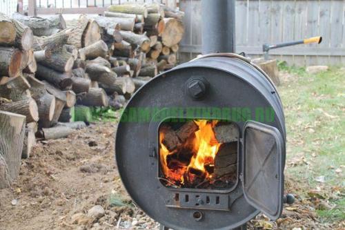 Печка из бочки для казана. Печь из 200 литровой бочки своими руками