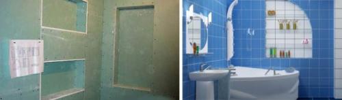 Полки в ванной из гипсокартона. Как сделать гипсокартонную полку в ванной комнате?