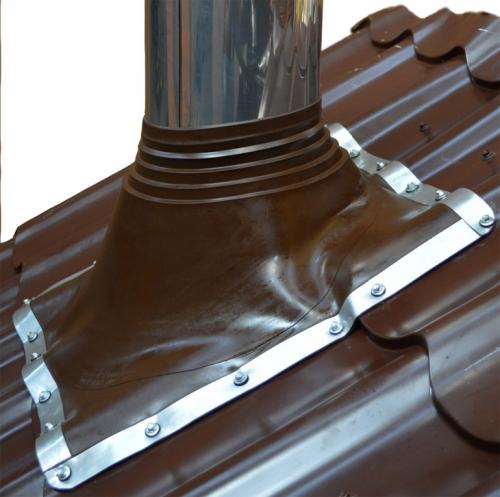 Схема укладки металлочерепицы вокруг трубы. Проход трубы через кровлю из металлочерепицы