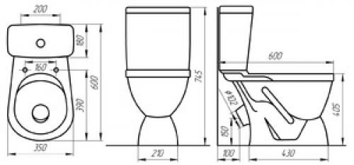 Размеры для унитаза. Стандартные размеры унитаза и минимальный размер туалета 07