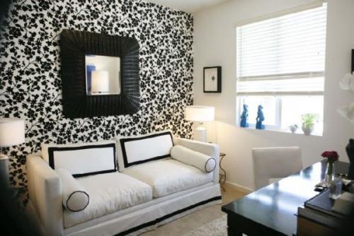 Белые обои с черным рисунком. Особенности черно-белых покрытий