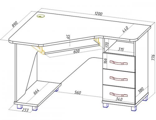 Угловой стол размеры. Стандартные размеры письменных и ученических столов, нормативы высоты
