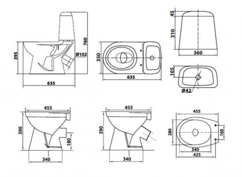 Габариты углового унитаза. Как выбрать размер унитаза