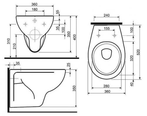 Габариты углового унитаза. Как выбрать размер унитаза