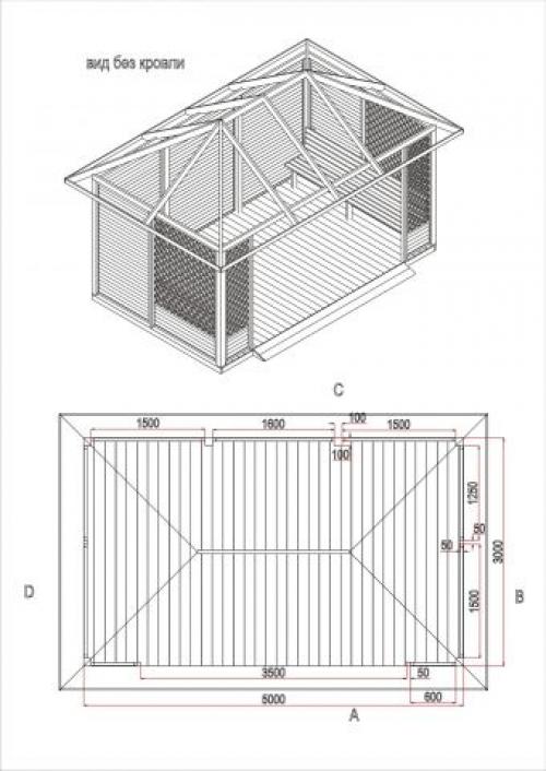 Чертеж беседки 2х3. Определение размера
