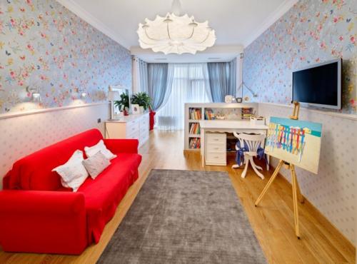 Темные обои в гостиной. Благородство комбинирования 10