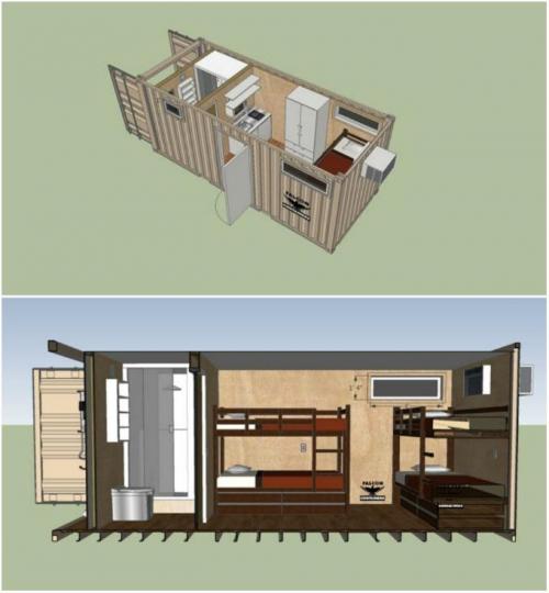 Дом из морского контейнера 40 футов с планировкой. Проекты домов из морских контейнеров