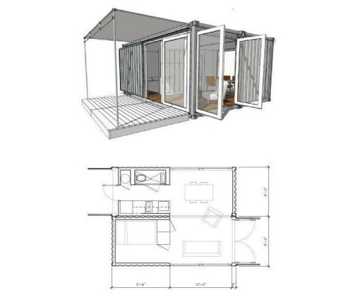Дом из морского контейнера 40 футов с планировкой. Проекты домов из морских контейнеров
