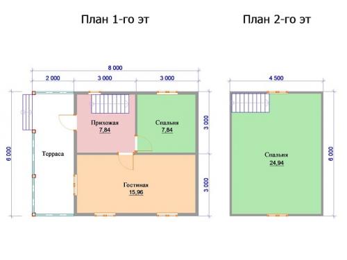 Дом 6 на 6 2 этажа. Планировка второго этажа дома 01