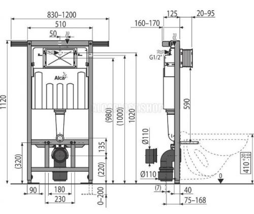 Стандартные размеры унитаза с инсталляцией. Стандартные модели