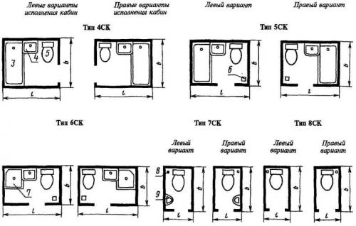 Размеры совмещенного санузла с душевой кабиной. Необходимый минимум
