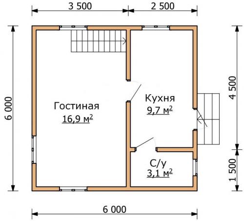 Проект дома 6на 6 два этажа. Особенности планировки и расположения ...
